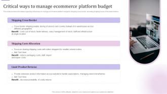 E Business Customer Experience Critical Ways To Manage Ecommerce Platform Budget