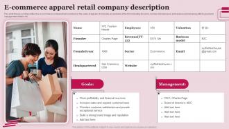 E Commerce Apparel Retail Company Description
