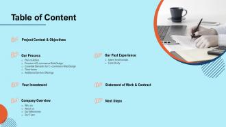 E commerce application web design table of content ppt slides sample