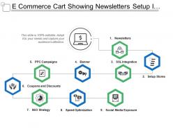 E commerce cart showing newsletters setup integration campaigns