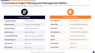 E Commerce Project Planning And Management Metrics
