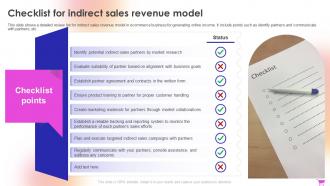 E Commerce Revenue Model Checklist For Indirect Sales Revenue Model
