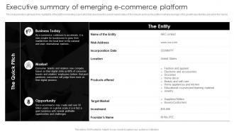 E Commerce Start Up Business Plan Executive Summary Of Emerging E Commerce Platform BP SS