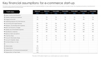 E Commerce Start Up Business Plan Key Financial Assumptions For E Commerce Start Up BP SS