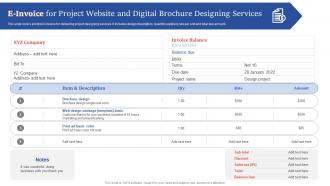 E Invoice For Project Website And Digital Brochure Designing Services