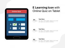 E learning icon with online quiz on tablet