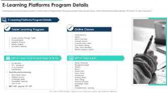 E learning platforms program details ppt portfolio background images