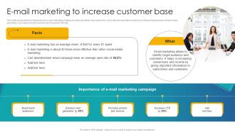 E Mail Marketing To Increase Customer Base Implementation Of School Marketing Plan To Enhance Strategy SS