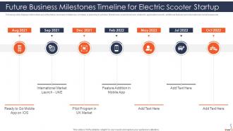E scooter fundraising pitch deck future business milestones timeline for electric scooter startup