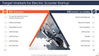 E scooter fundraising pitch deck target markets for electric scooter startup