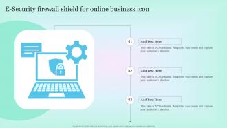 E Security Firewall Shield For Online Business Icon