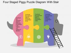 Ea four staged piggy puzzle diagram with stair flat powerpoint design