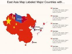 East asia map labeled major countries with mongolia and taiwan