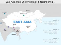 East asia map showing major and neighboring countries