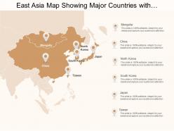 East asia map showing major countries with china and japan