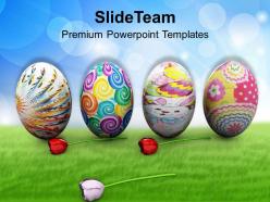 Easter bunnies colorful eggs holidays powerpoint templates ppt backgrounds for slides