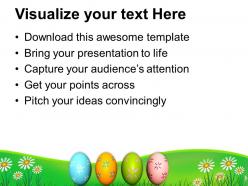 Easter bunnies colorful eggs on white background powerpoint templates ppt backgrounds for slides