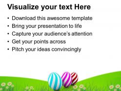 Easter bunnies three colorful eggs of day festival powerpoint templates ppt backgrounds for slides