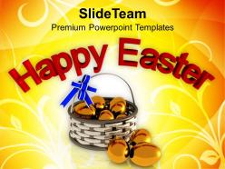 Easter bunny clipart happy with golden eggs religion powerpoint templates ppt backgrounds for slides