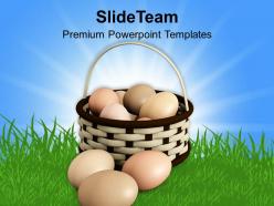 Easter bunny eggs basket with bow powerpoint templates ppt backgrounds for slides