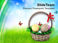 Easter bunny eggs in basket holidays powerpoint templates ppt backgrounds for slides