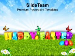 Easter day garden theme for good wishes of happy powerpoint templates ppt backgrounds slides