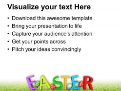 Easter eggs bunny wishes with rainbow background powerpoint templates ppt backgrounds for slides
