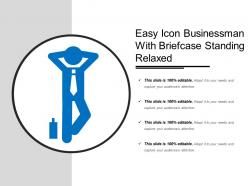 Easy icon businessman with briefcase standing relaxed