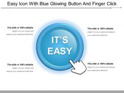 Easy icon with blue glowing button and finger click