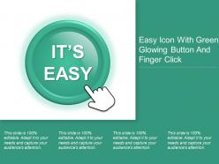 Easy icon with green glowing button and finger click