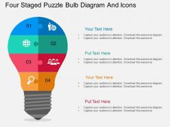 Eb four staged puzzle bulb diagram and icons flat powerpoint design