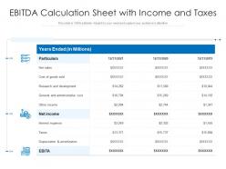 Ebitda calculation sheet with income and taxes
