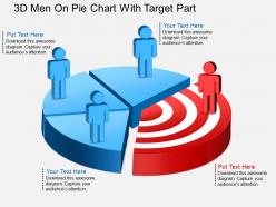 Ec 3d men on pie chart with target part powerpoint template