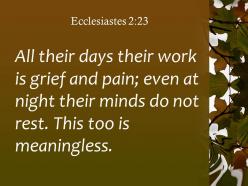 Ecclesiastes 2 23 this too is meaningless powerpoint church sermon