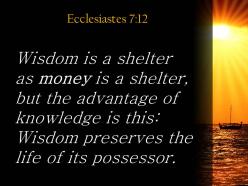 Ecclesiastes 7 12 wisdom is a shelter as money powerpoint church sermon
