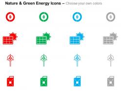 Eco environment windmill solar panel oil barrel ppt icons graphics