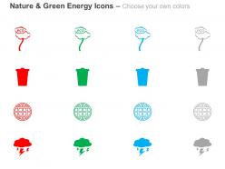 Eco globe dustbin cloud rain ppt icons graphics