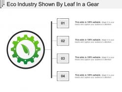 Eco industry shown by leaf in a gear
