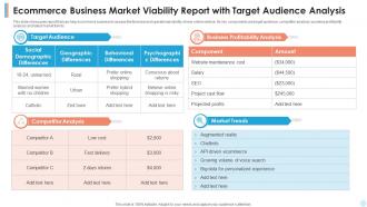 Ecommerce Business Market Viability Report With Target Audience Analysis