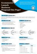 Ecommerce launch business proposal one pager presentation report ppt pdf document