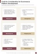 Ecommerce Strategy Playbook Costs For Consideration One Pager Sample Example Document