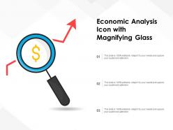 Economic analysis icon with magnifying glass