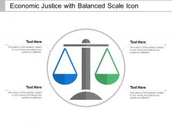 Economic justice with balanced scale icon