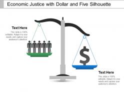 Economic justice with dollar and five silhouette