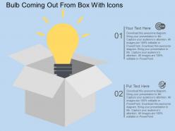 Ed bulb coming out from box with icons flat powerpoint design