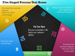 Ed five staged process text boxes powerpoint template