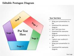Editable pentagon diagram powerpoint template slide