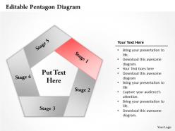 Editable pentagon diagram powerpoint template slide