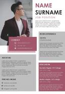 Editable Resume Professional Design Template For Job Search