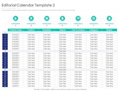 Editorial calendar template 2 internet marketing strategy and implementation ppt diagrams